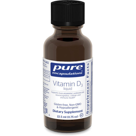 Вітамін D3, Vitamin D3 liquid, Pure Encapsulations, 1000 МО, рідка форма, 22.5 мл