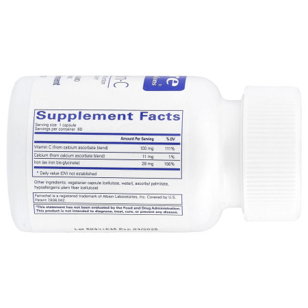 Залізо з вітаміном С, OptiFerin-C, Pure Encapsulations, 60 капсул