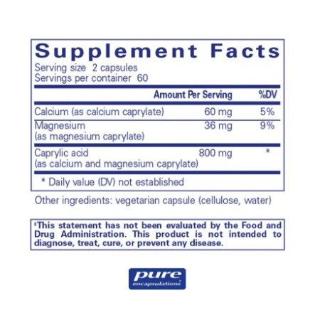 Каприловая кислота, Caprylic Acid, Pure Encapsulations, 120 капсул