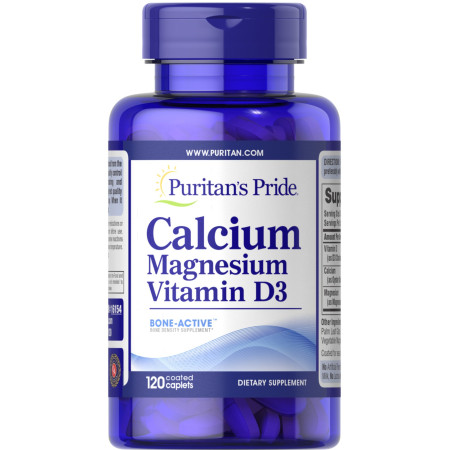 Кальций Магний Витамин D, Calcium Magnesium with Vitamin D, Puritan's Pride, 120 каплет