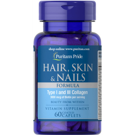 Підтримка волосся, шкіри, нігтів, Hair Skin Nails Formula, Puritan's Pride, 60 каплет