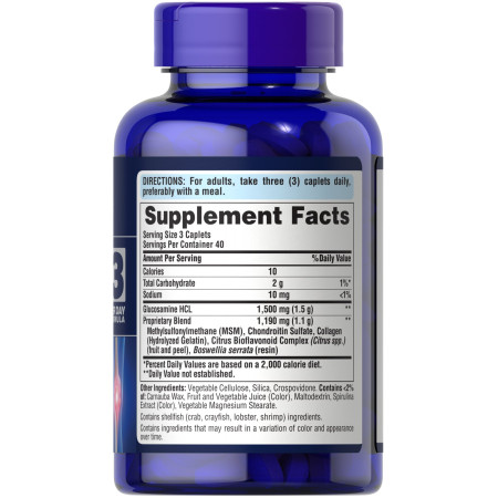 Глюкозамин хондроитин и МСМ, Glucosamine, Chondroitin MSM, Puritan's Pride, двойная сила, 120 каплет