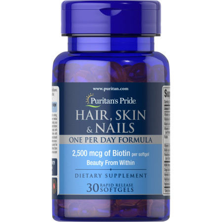 Підтримка волосся, шкіри, нігтів, Hair, Skin & Nails, Puritan's Pride, 1 в день, 30 капсул