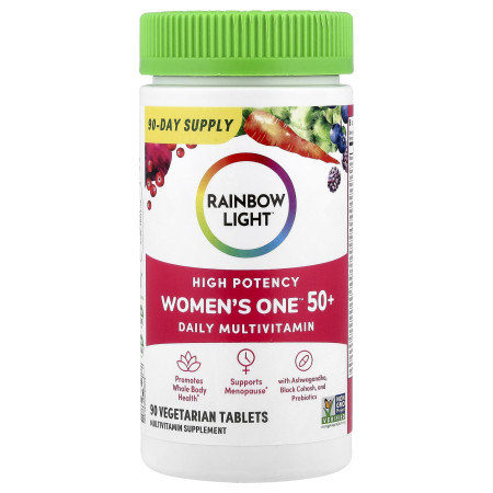 Мультивітаміни для жінок 50+, Women's One 50+, Rainbow Light, щоденний комплекс, висока ефективність, 90 вегетаріанських пігулок