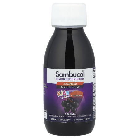 Чорна бузина, Black Elderberry, Sambucol, сироп для дітей віком від 2 років і старше, зі смаком ягід, 120 мл