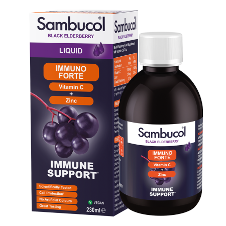 Чорна бузина + Вітамін С + Цинк, Black Elderberry, Immuno Forte, Sambucol, підтримка імунітету, 230 мл