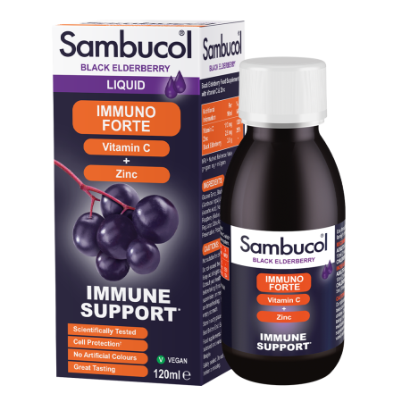 Чорна бузина + Вітамін С + Цинк, Black Elderberry, Immuno Forte, Sambucol, підтримка імунітету, 120 мл