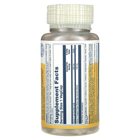 Вітамін С, Timed Release Vitamin C, Solaray, повільне вивільнення, 500 мг, 100 веганських капсул