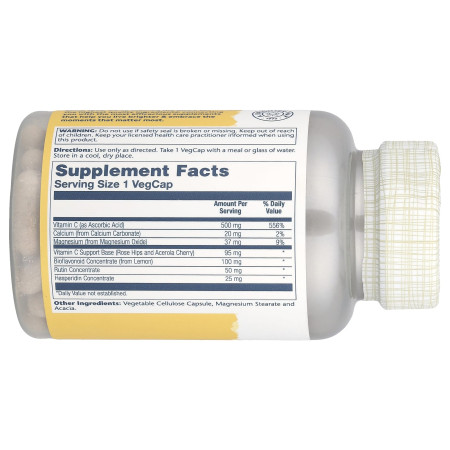 Витамин C с концентратом биофлавоноидов, Buffered Vitamin C with Bioflavonoid Concentrate, Solaray, буферизированный, 500 мг, 100 веганских капсул