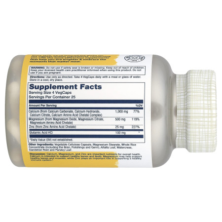 Кальцій, магній і цинк, Calcium, Magnesium, Zinc, Solaray, 100 веганських капсул