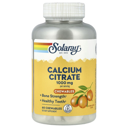 Кальцію цитрат, Calcium Citrate, Solaray, 1000 мг, зі смаком апельсина, 60 жувальних таблеток