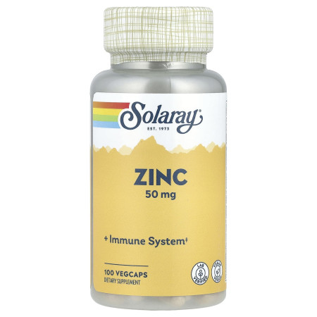 Цинк, Zinc, Solaray, 50 мг, 100 веганських капсул