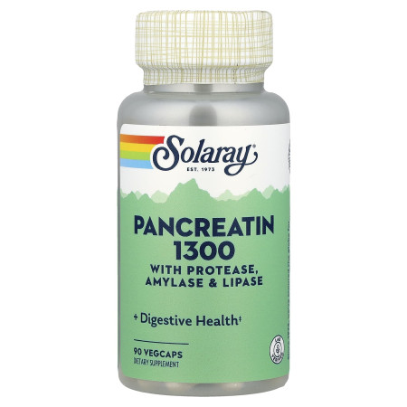 Панкреатин, Pancreatin 1300, Solaray, 90 вегетаріанських капсул