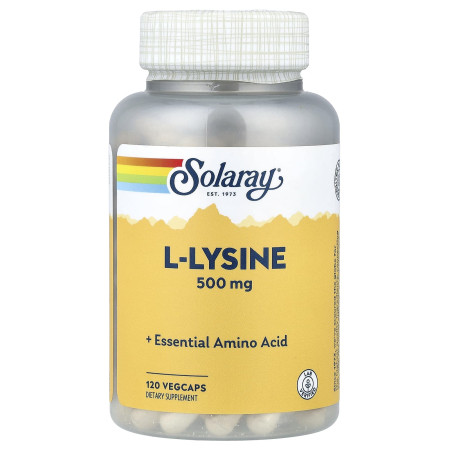 L-лізин, L-Lysine, Solaray, 500 мг, 120 вегетаріанських капсул