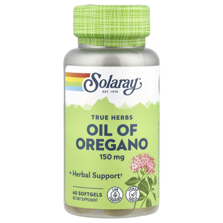 Олія орегано, Oil of Oregano, Solaray, 150 мг, 60 гелевих капсул