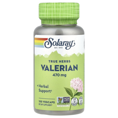 Валеріана, Valerian, Solaray, 470 мг, 100 веганських капсул