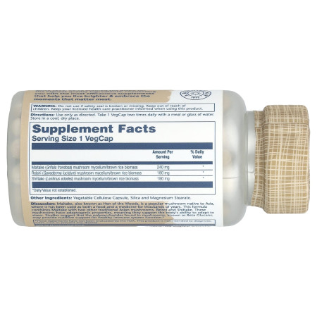 Грибной комплекс для иммунитета, Mushroom Immune Complex, Solaray, с майтаке, рейши и шиитаке, 600 мг, 100 вегетарианских капсул