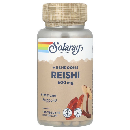 Гриби рейші, Reishi Mushroom, Solaray, 600 мг, 100 веганських капсул