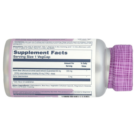 Мукуна пекуча, Mucuna Pruriens, Solaray, 333 мг, 60 веганських капсул