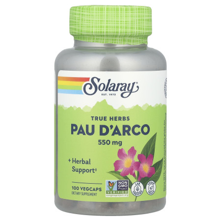 По д'арко, Pau D'Arco, Solaray, 550 мг, 100 веганських капсул