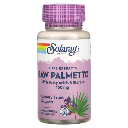 Со пальметто, екстракт ягід, Saw Palmetto, Solaray, 160 мг, 60 гелевих капсул
