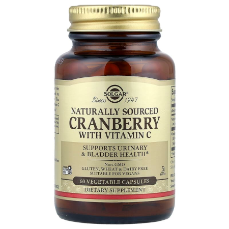 Клюква + витамин С, Cranberry Vitamin C, Solgar, натуральная, 60 растительных капсул