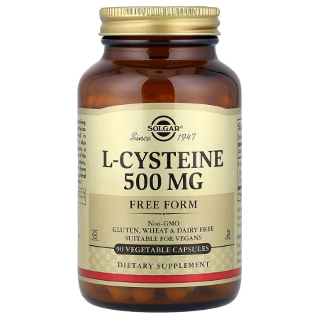L-цистеїн, L-Cysteine, Solgar, 500 мг, 90 вегетаріанських капсул