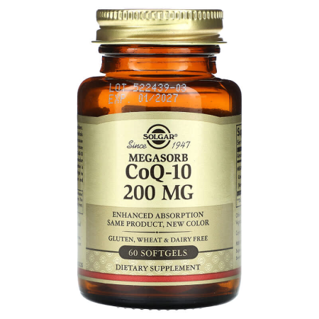 Коензим Q10, Megasorb CoQ-10, Solgar, 200 мг, 60 гелевих капсул