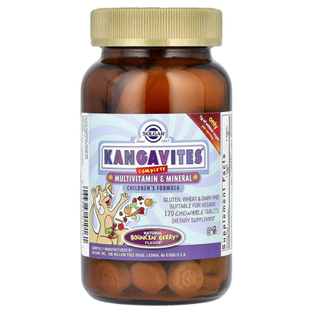 Мультивітаміни та мінерали для дітей, комплекс, Kangavites, Complete Multivitamin & Mineral, Solgar, зі смаком ягід, 120 жувальних таблеток