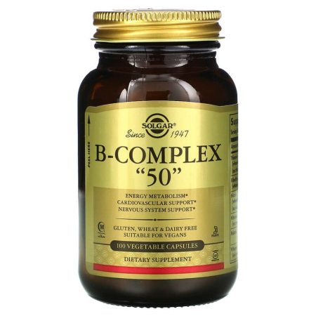 Вітаміни В-50, комплекс, B-Complex "50", Solgar, 100 вегетаріанських капсул