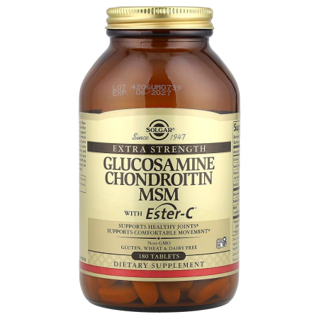 Глюкозамін, хондроїтин, метилсульфонілметан з Естер-C, Glucosamine Chondroitin MSM With Ester-C, Solgar, 180 таблеток