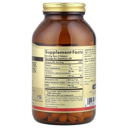 Глюкозамин, хондроитин, метилсульфонилметан с Эстер-C, Glucosamine Chondroitin MSM With Ester-C, Solgar, 180 таблеток