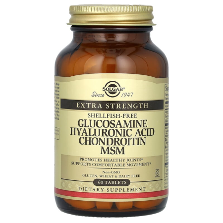 Глюкозамін, гіалуронова кислота, хондроїтин, МСМ, Glucosamine Hyaluronic Acid Chondroitin MSM, Solgar, 60 таблеток