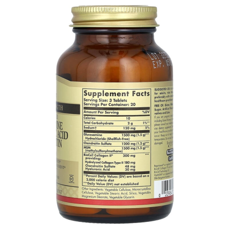 Глюкозамин, гиалуроновая кислота, хондроитин, МСМ, Glucosamine Hyaluronic Acid Chondroitin MSM, Solgar, 60 таблеток