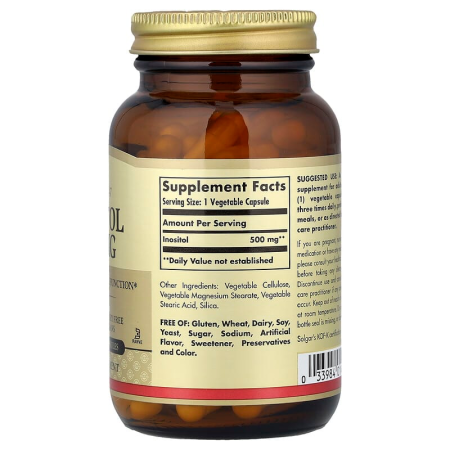 Інозитол, Inositol, Solgar, 500 мг, 100 вегетаріанських капсул