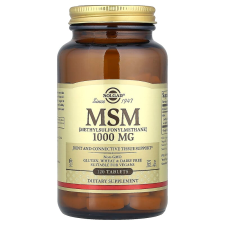 Метилсульфонілметан, MSM, Solgar, 1000 мг, 120 таблеток
