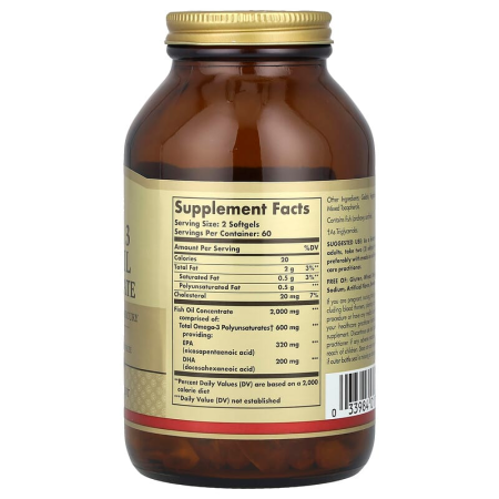Омега-3, Omega-3 Fish Oil, Solgar, концентрат риб'ячого жиру, 120 гелевих капсул
