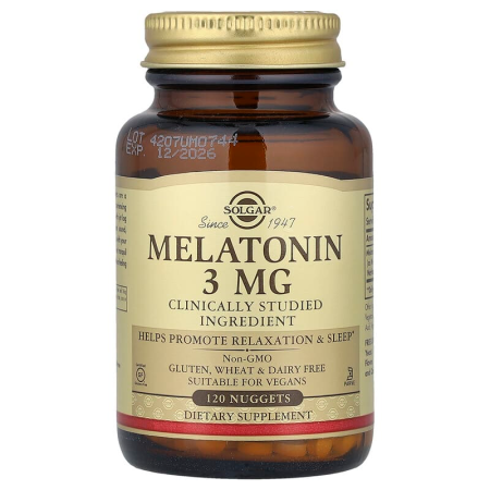 Мелатонін, Melatonin, Solgar, 3 мг, 120 жувальних  таблеток