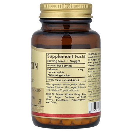 Мелатонин, Melatonin, Solgar, 3 мг, 120 жевательных таблеток