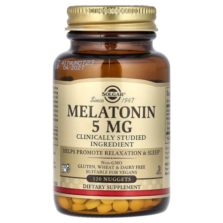 Мелатонін, Melatonin, Solgar, 5 мг, 120 жувальних таблеток