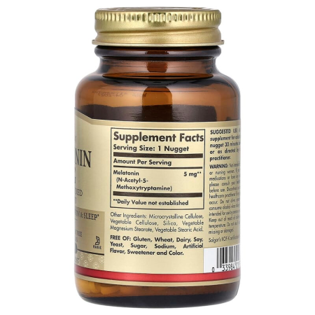 Мелатонин, Melatonin, Solgar, 5 мг, 120 жевательных таблеток 