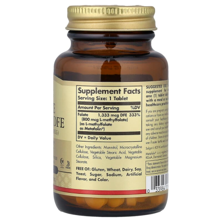 Фолат, Folate, Solgar 1333 мкг DFE (800 мкг), 100 таблеток