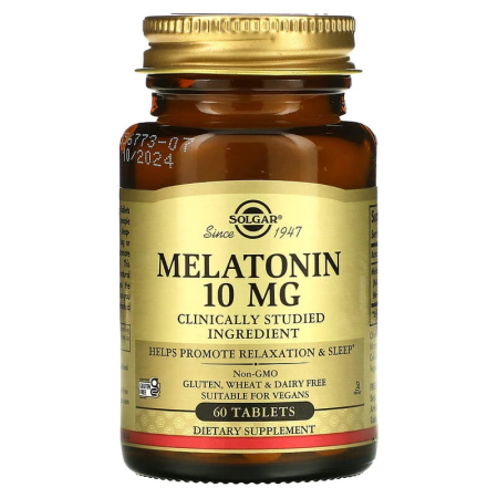 Мелатонін, Melatonin, Solgar, 10 мг, 60 таблеток