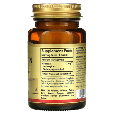 Мелатонін, Melatonin, Solgar, 10 мг, 60 таблеток