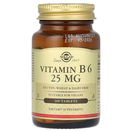 Вітамін В6, Vitamin B6, Solgar, 25 мг, 100 таблеток