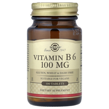 Вітамін В6, Vitamin B6, Solgar, 100 мг, 100 веганських таблеток