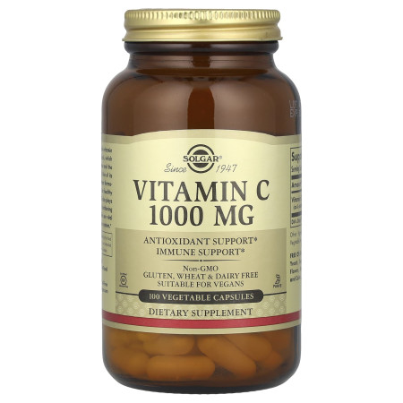 Вітамін С, Vitamin C, Solgar, 1000 мг, 100 веганських капсул