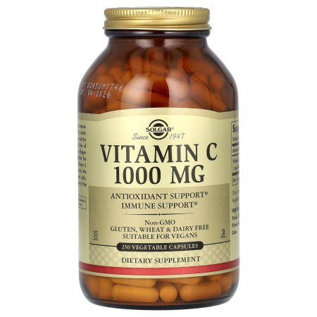 Вітамін С, Vitamin C, Solgar, 1000 мг, 250 веганських капсул