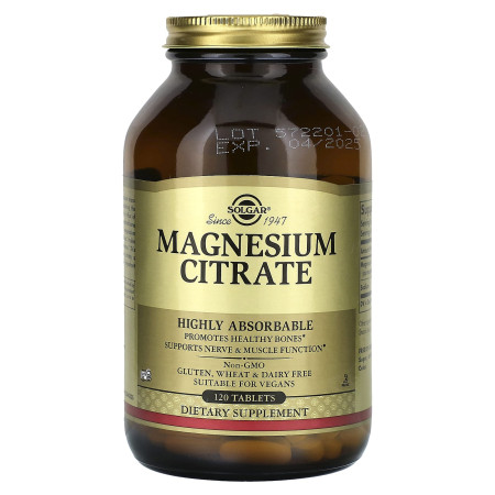 Магний цитрат, Magnesium Citrate, Solgar, 120 таблеток