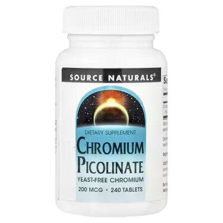 Хром піколінат, Chromium Picolinate, Source Naturals, 200 мкг, 240 таблеток